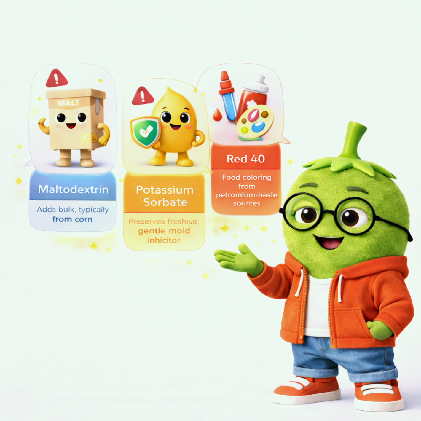 OLI character with magnifying glass